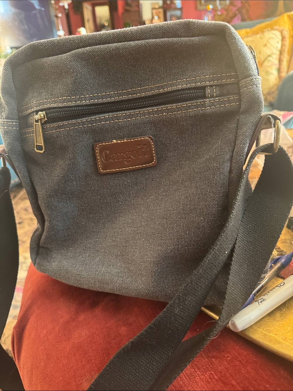 Cargo Canvas Crossbody Bag in Dark Gray